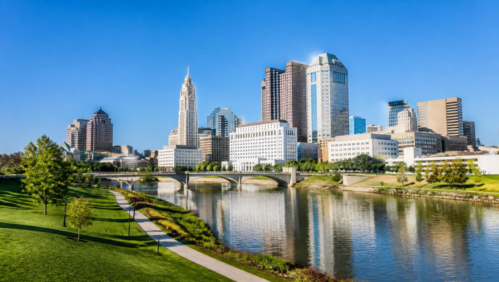 The Columbus, Ohio skyline across the Scioto River